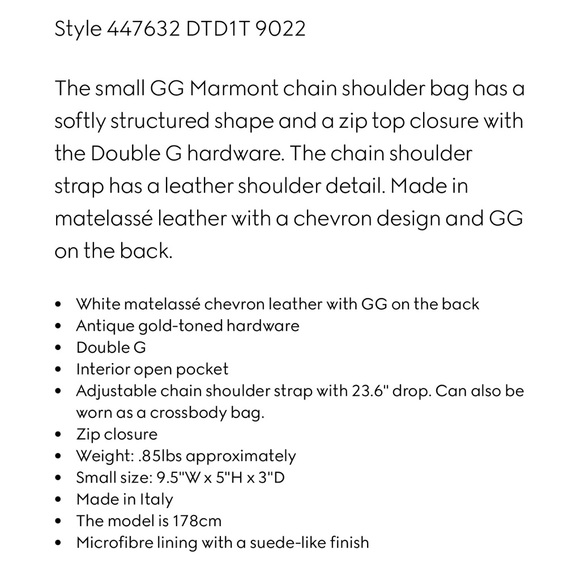 The small GG Marmont chain shoulder bag 100% Authentic - Picture 11 of 14